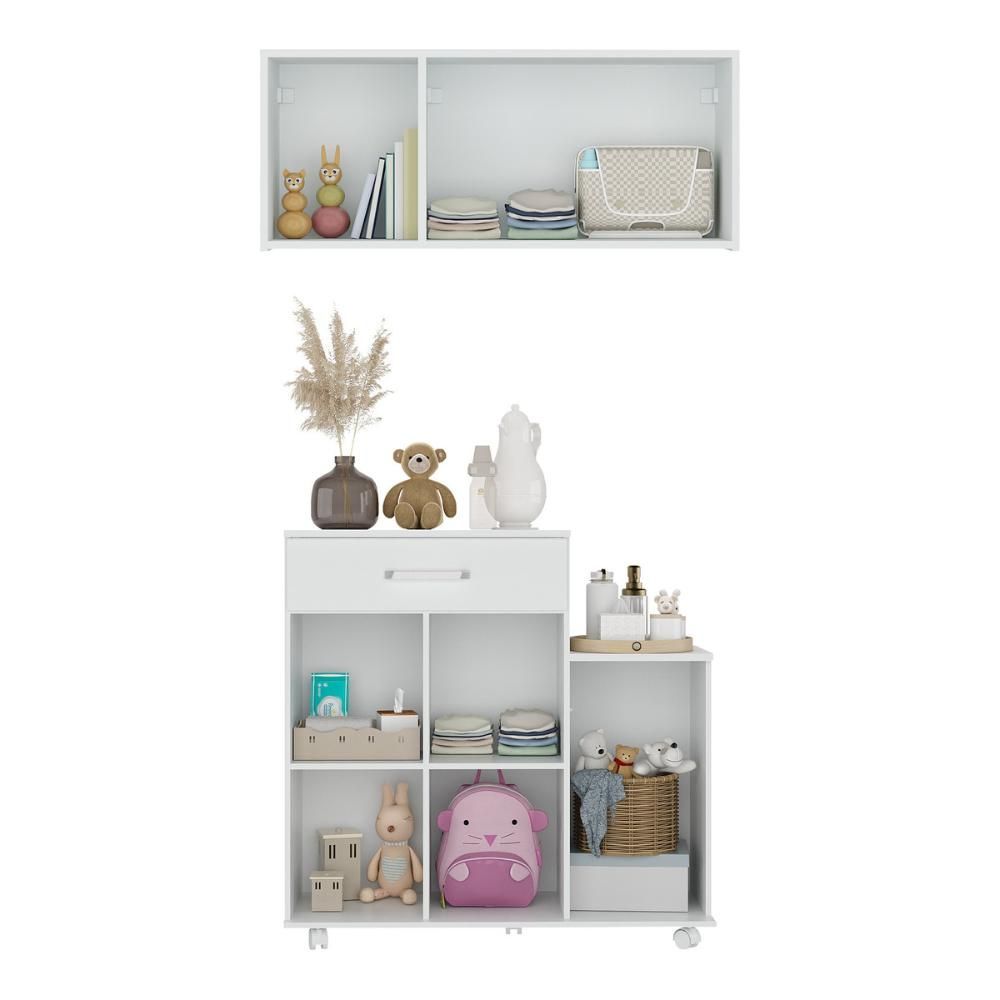 Encontraproduto.com.br - Cômoda/Balcão Infantil com Armário 3 Portas Multimóveis MP4211 Branca