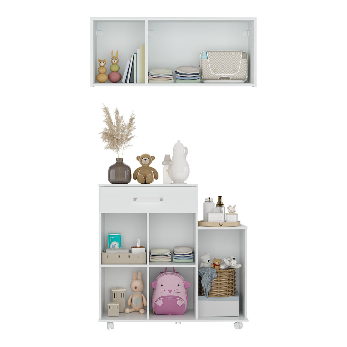 Encontraproduto.com.br - Cômoda/Balcão Infantil com Armário 3 Portas Multimóveis MP4211 Branca