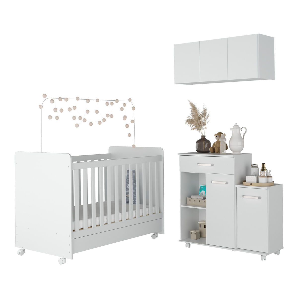 Encontraproduto.com.br - Berço Americano 3 Em 1 Com Colchão Incluso Multimóveis Mp4213 Branco Branco