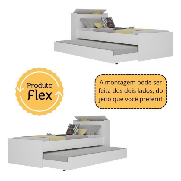 Encontraproduto.com.br - Conjunto Quarto Bicama Com Colchão E Baú/mesa Gamer Multimóveis Mp4218 Branco Branco