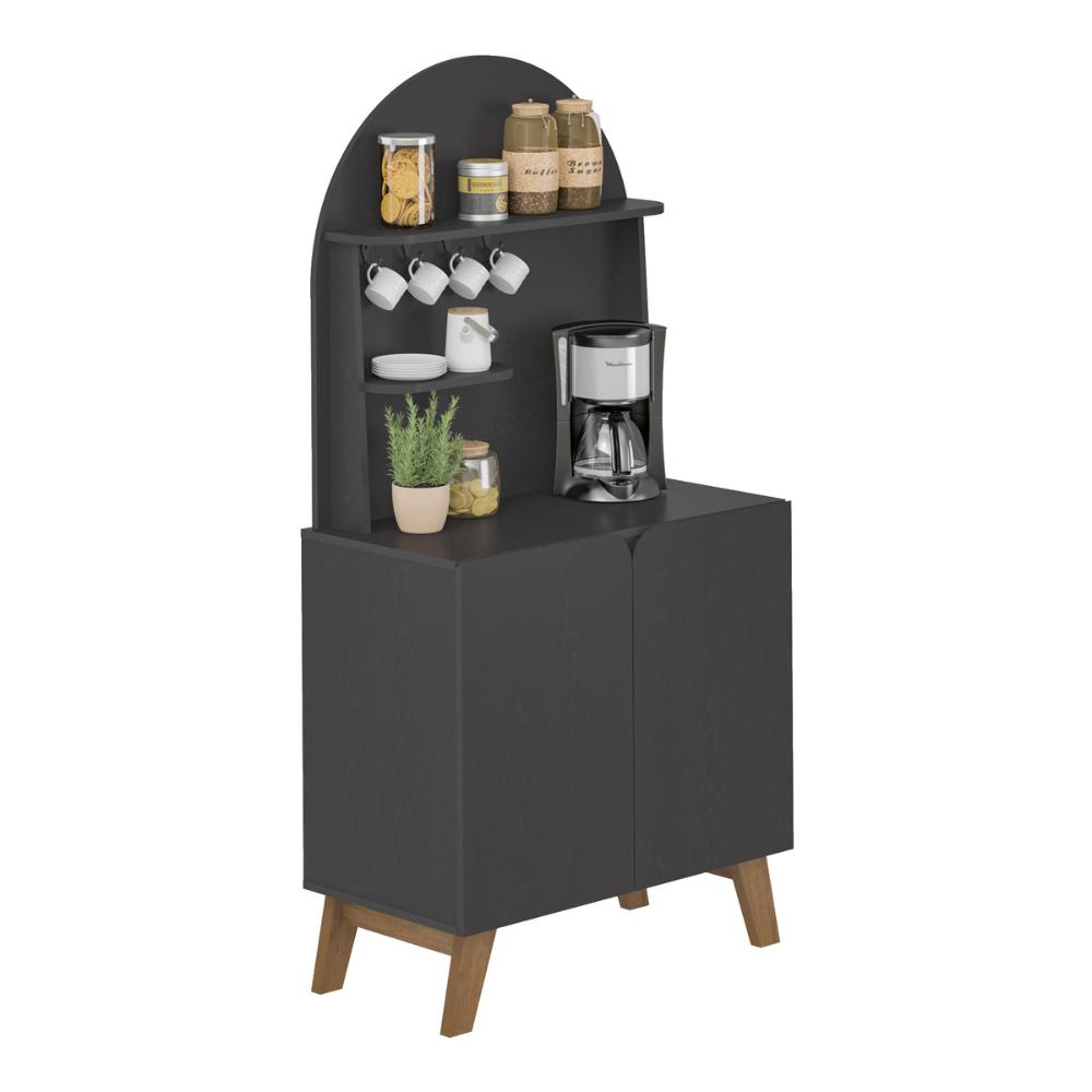 Encontraproduto.com.br - Aparador Cantinho Do Café 2 Portas Retrô Multimóveis Cr50079 Preto Preto