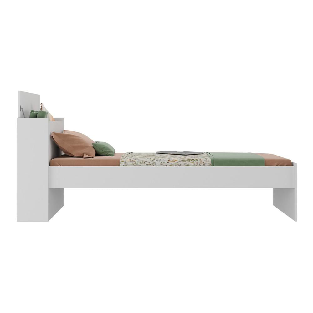 Encontraproduto.com.br - Cama De Solteiro Com Colchão Incluso E Baú Embutido Multimóveis Mp4232 Branco Branco