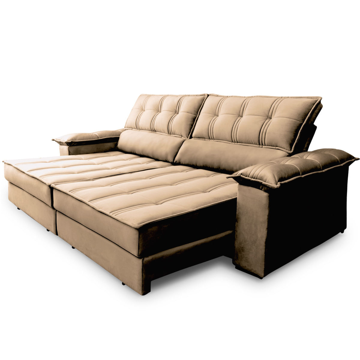 Encontraproduto.com.br - Sofá 3 Lugares Retrátil e Reclinável 270cm Multimóveis CR45246 Tabaco