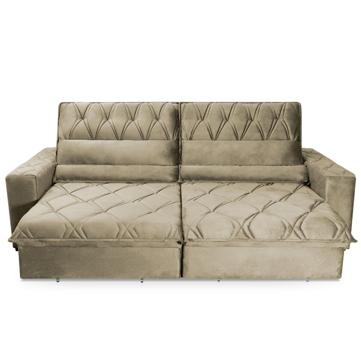 Encontraproduto.com.br - Sofá Estofado 3 Lugares Reclinável e Retrátil 230cm Multimóveis CR45248 Tabaco