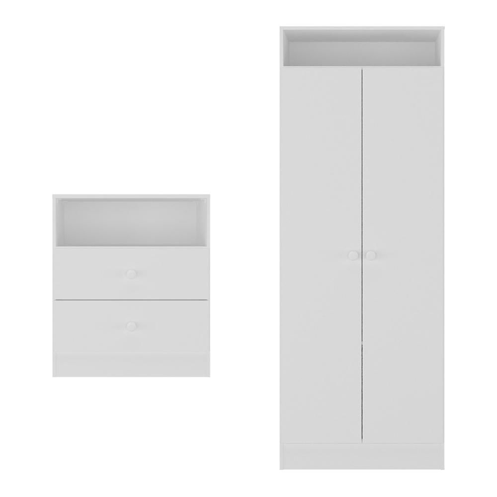 Encontraproduto.com.br - Guarda-roupas 2 Portas Com Cômoda E 2 Gavetas Brownie Multimóveis Bb4046 Branco Branco
