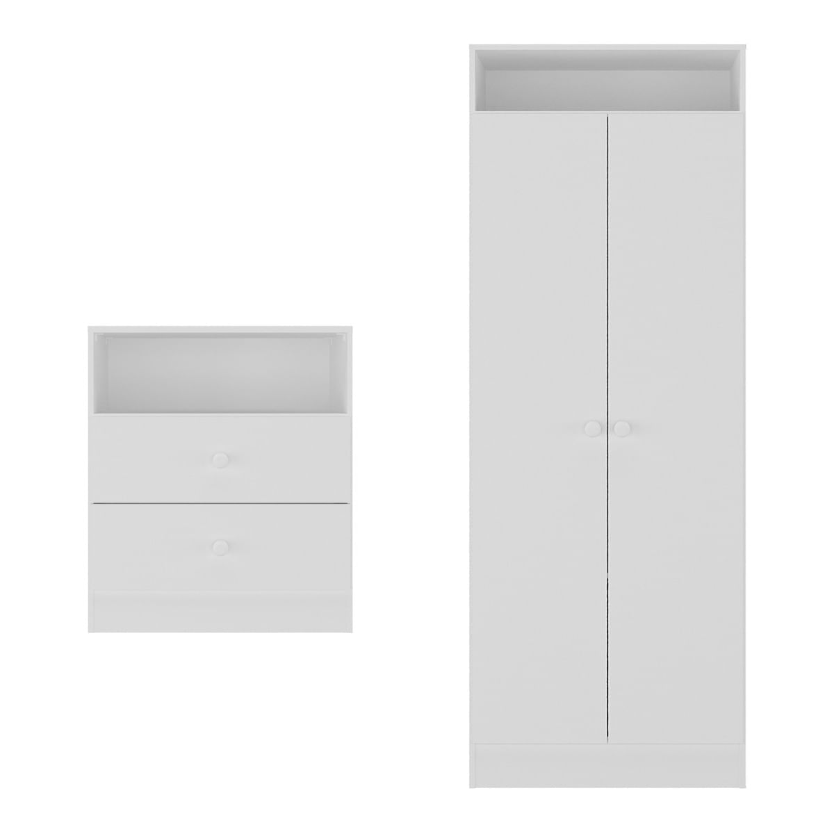 Encontraproduto.com.br - Guarda-roupas 2 Portas Com Cômoda E 2 Gavetas Brownie Multimóveis Bb4046 Branco Branco