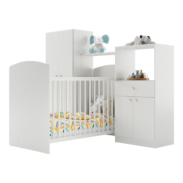 Encontraproduto.com.br - Quarto Infantil Completo com Berço e Armários Gominha Multimóveis BB2869 Branco
