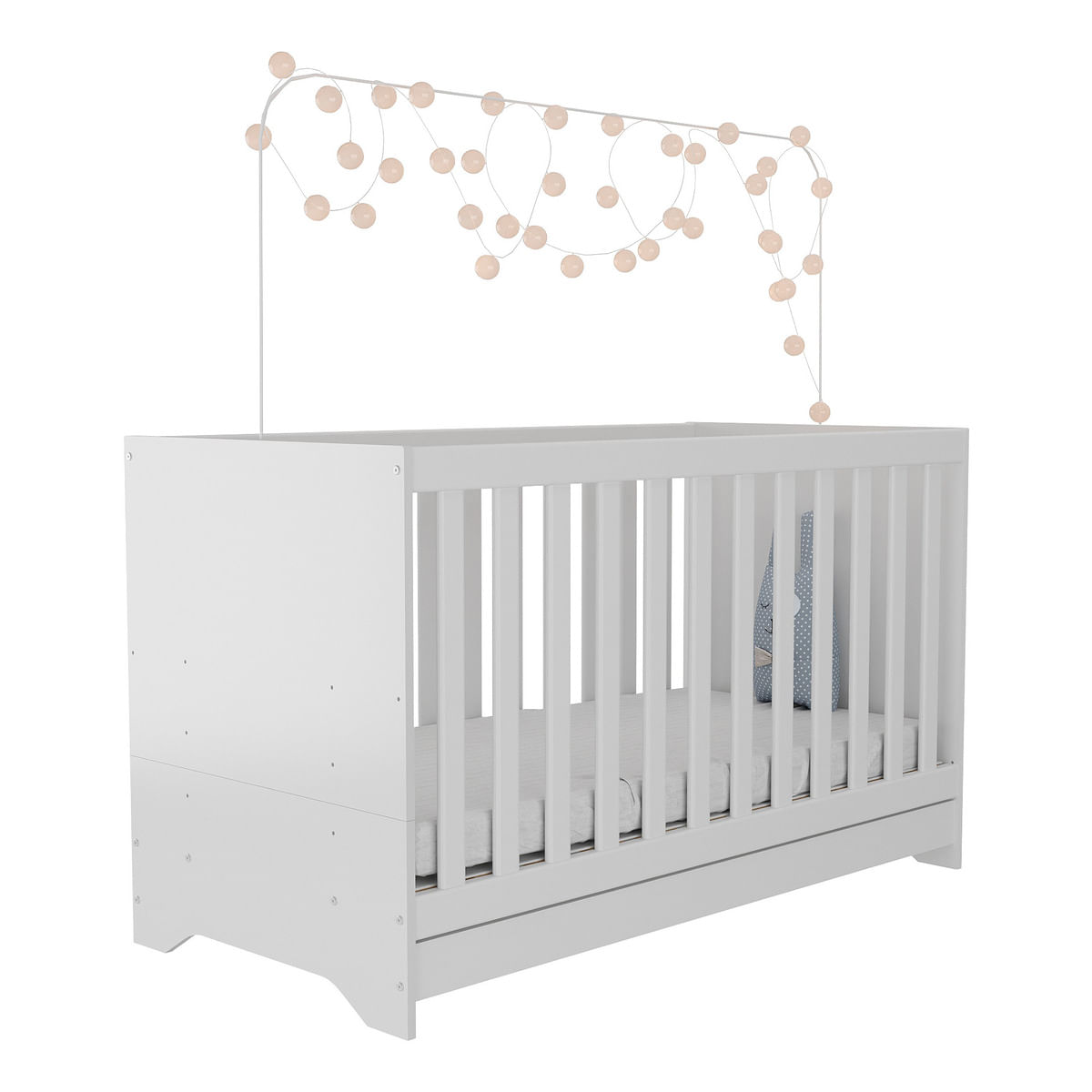 Encontraproduto.com.br - Berço 3 em 1 com Colchão Incluso Pipoca Multimóveis BB0527C Branco