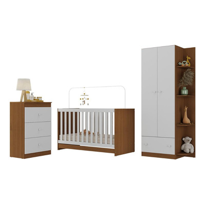 Quarto Infantil Completo Doce De Leite Multimóveis Mp4237 Madeirado/branco Madeirado/branco