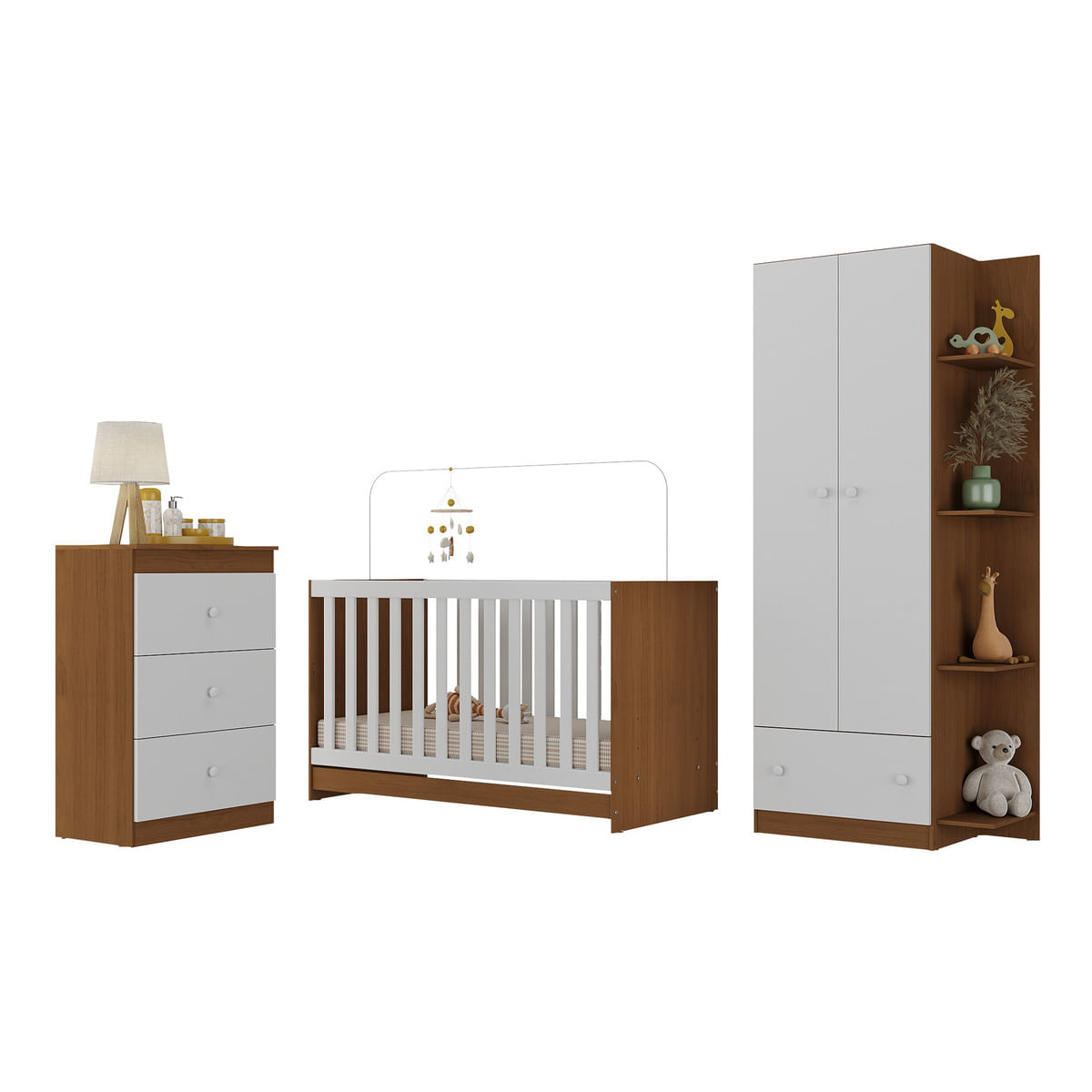 Encontraproduto.com.br - Quarto Infantil Completo Doce De Leite Multimóveis Mp4237 Madeirado/branco Madeirado/branco