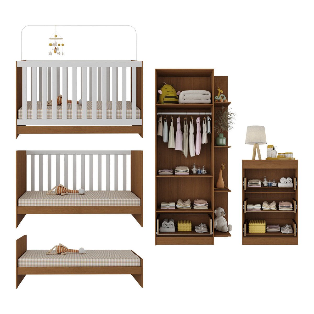 Encontraproduto.com.br - Quarto Infantil Completo Doce De Leite Multimóveis Mp4237 Madeirado/branco Madeirado/branco