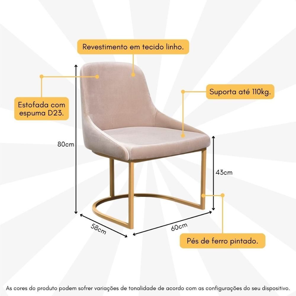 Encontraproduto.com.br - Poltrona Estofada Decorativa Pés De Ferro Multimóveis Cr7011 Creme Creme