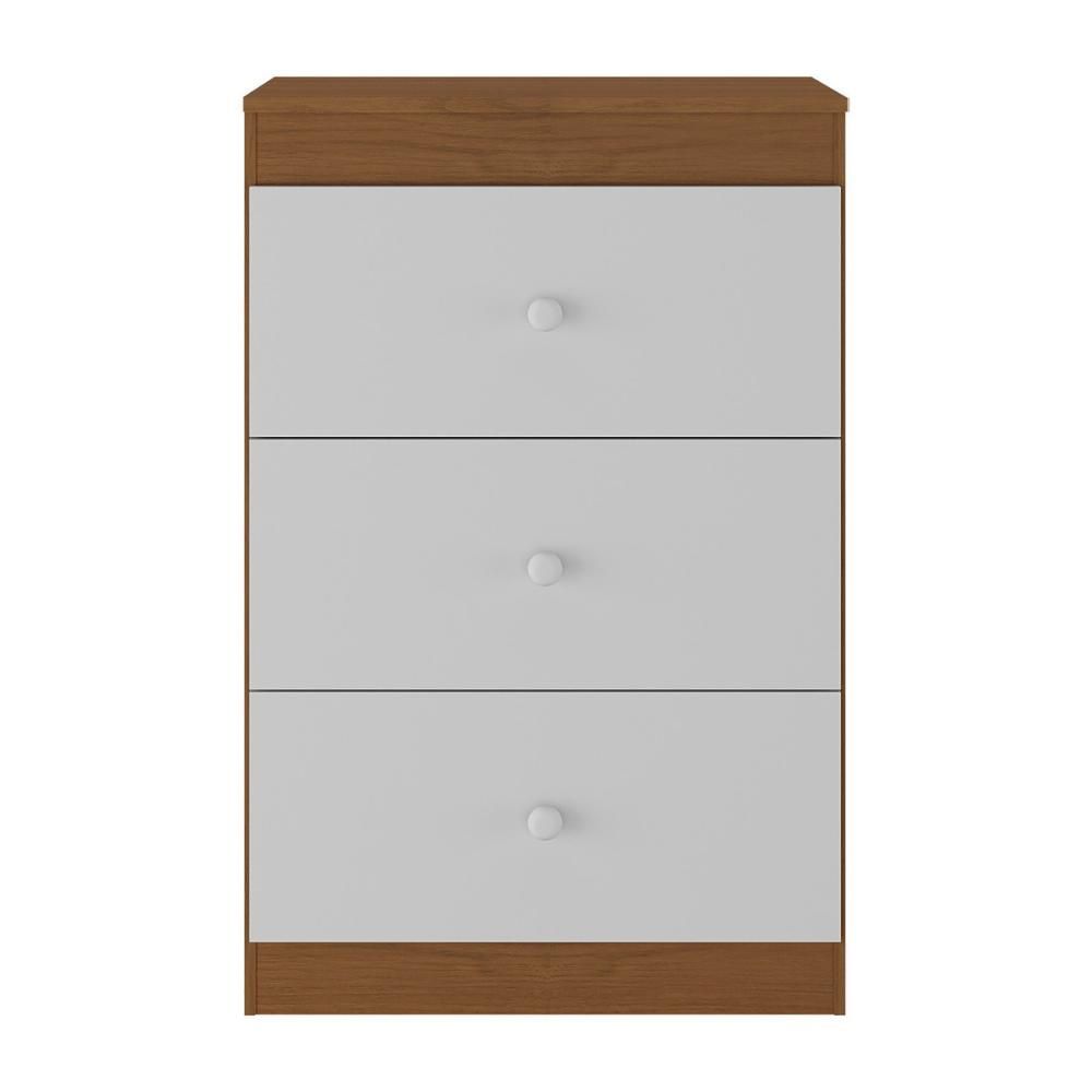 Encontraproduto.com.br - Cômoda Infantil com 3 Gavetas Doce de Leite Multimóveis MP2676 Madeirado/Branco