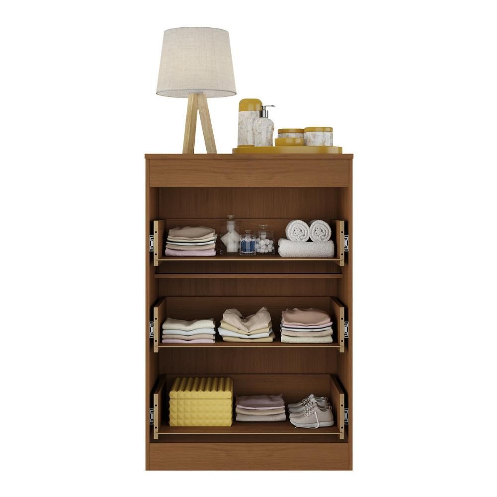 Encontraproduto.com.br - Cômoda Infantil com 3 Gavetas Doce de Leite Multimóveis MP2676 Madeirado/Branco
