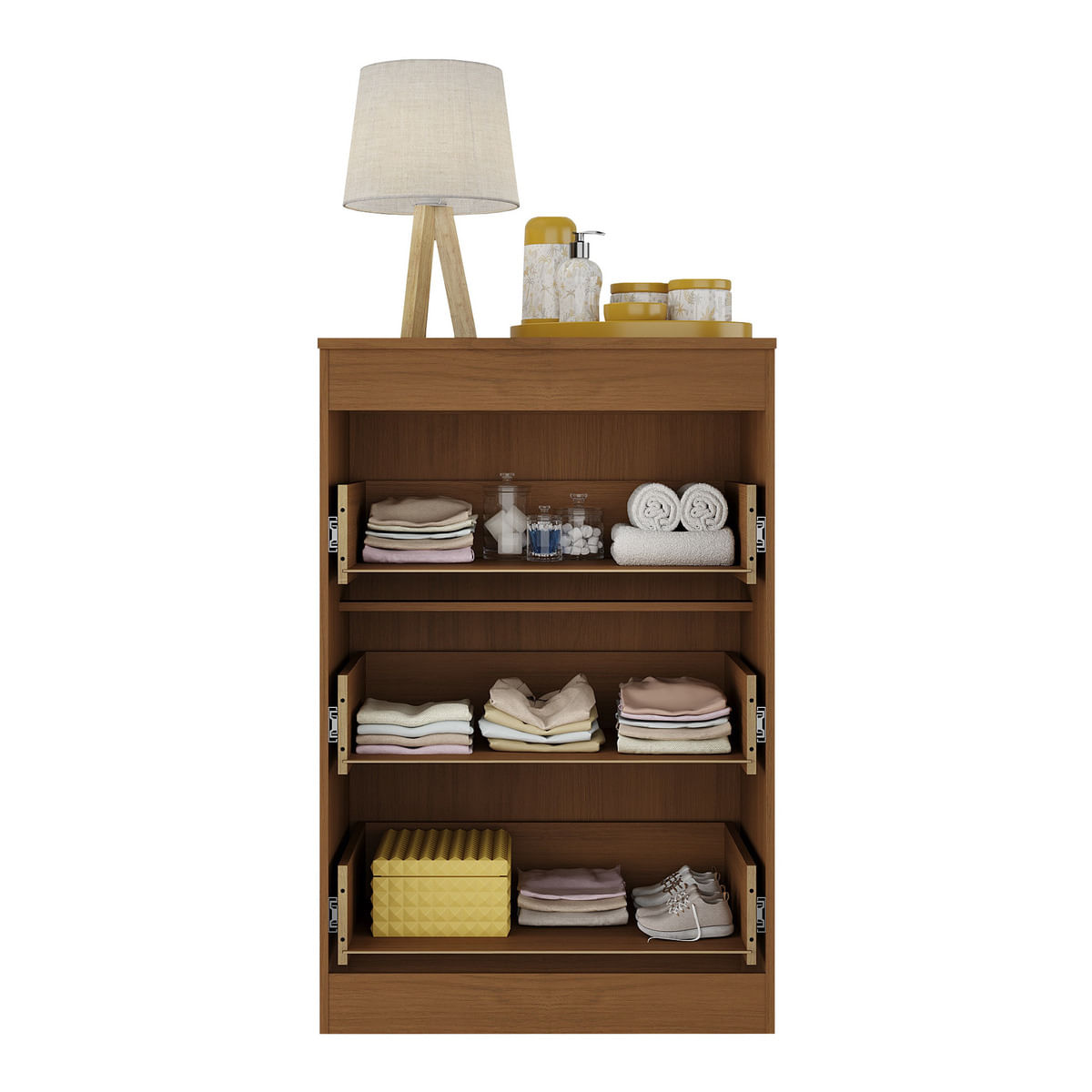 Encontraproduto.com.br - Cômoda Infantil com 3 Gavetas Doce de Leite Multimóveis MP2676 Madeirado/Branco