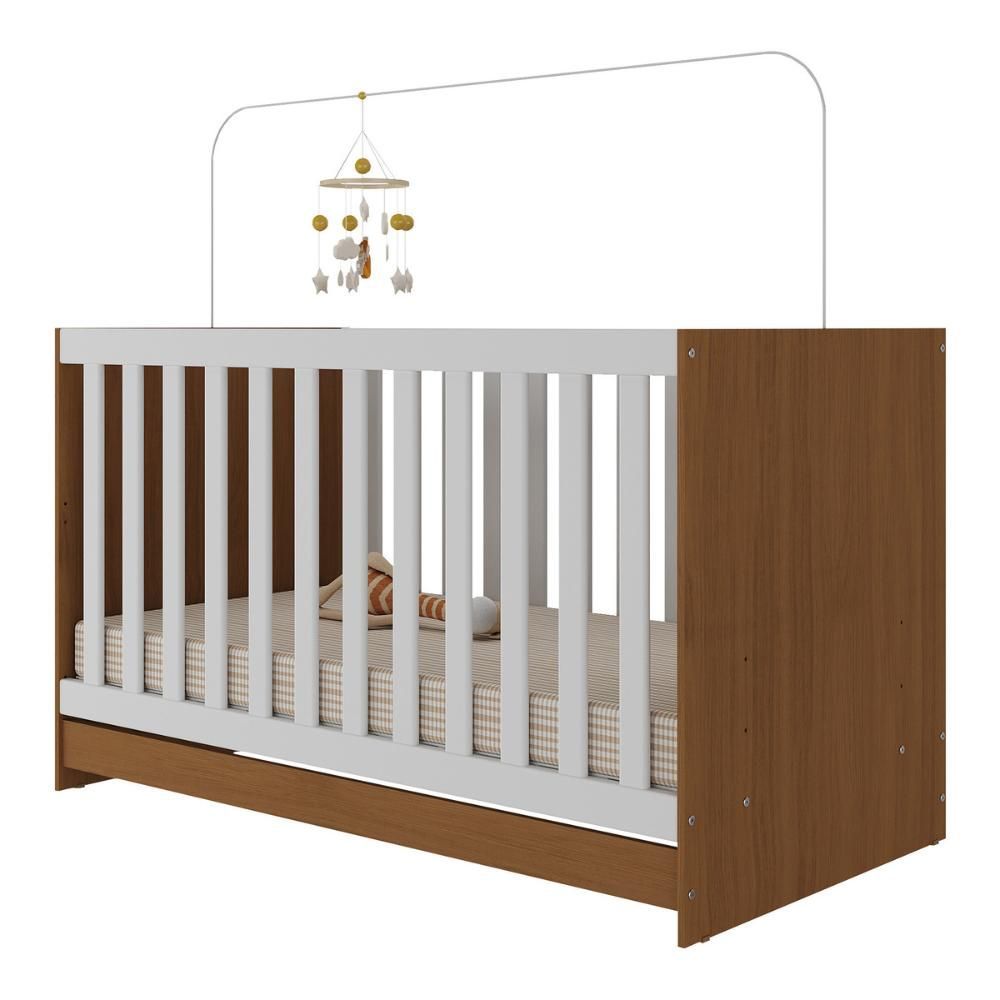 Encontraproduto.com.br - Berço 3 em 1 para Colchão 130 x 60cm Doce de Leite Multimóveis MP0527R Madeirado/Branco