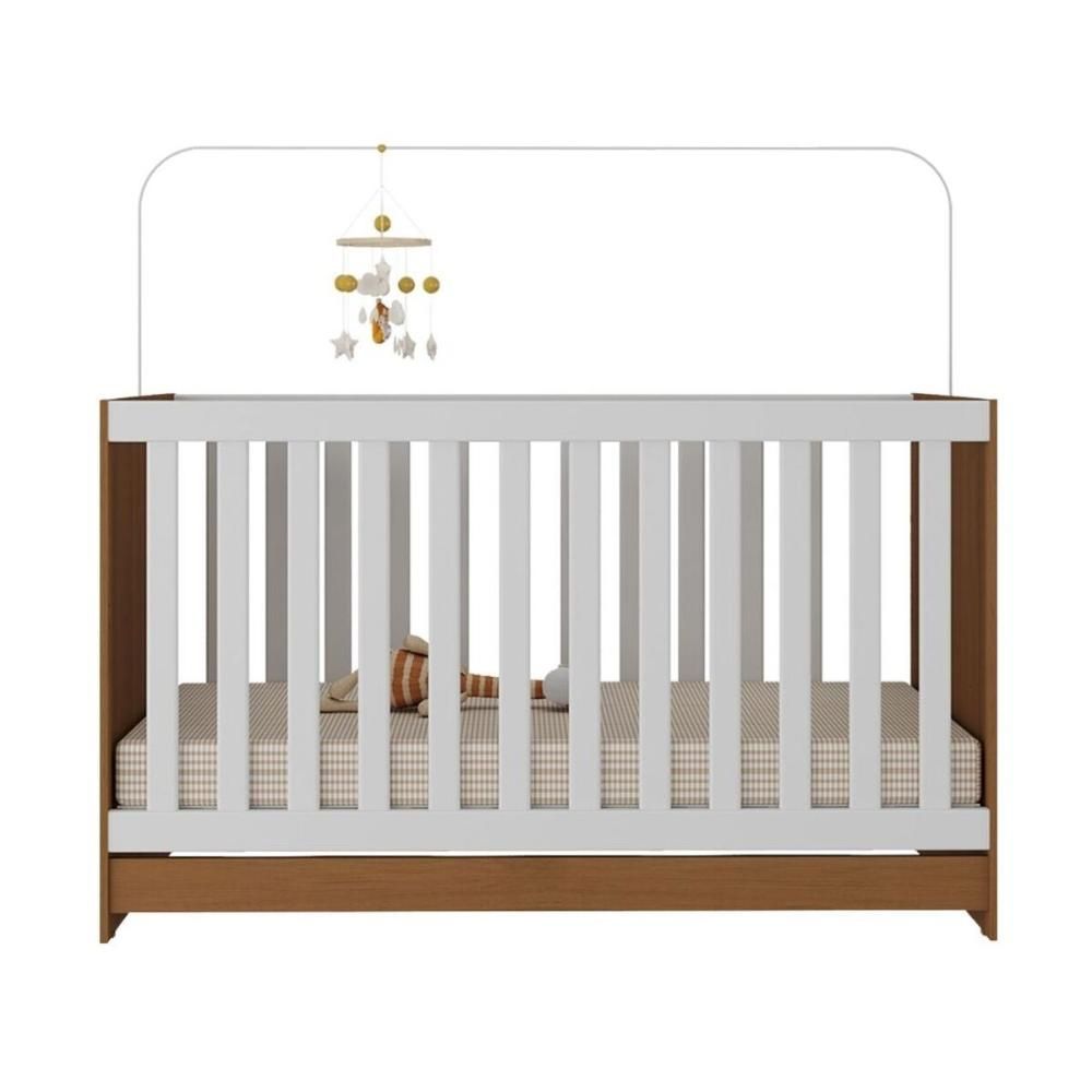 Encontraproduto.com.br - Berço 3 em 1 para Colchão 130 x 60cm Doce de Leite Multimóveis MP0527R Madeirado/Branco