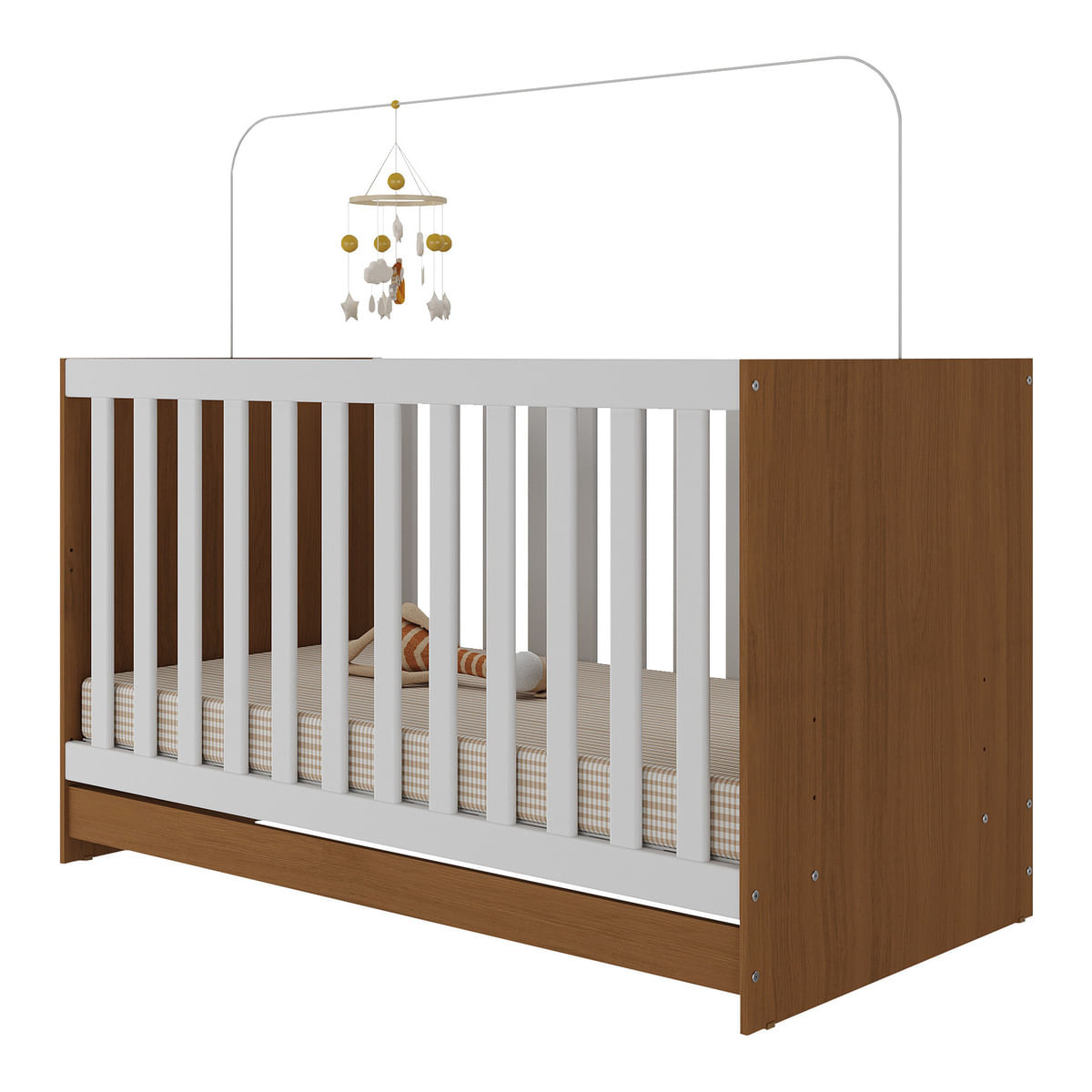 Encontraproduto.com.br - Berço 3 em 1 para Colchão 130 x 60cm Doce de Leite Multimóveis MP0527R Madeirado/Branco