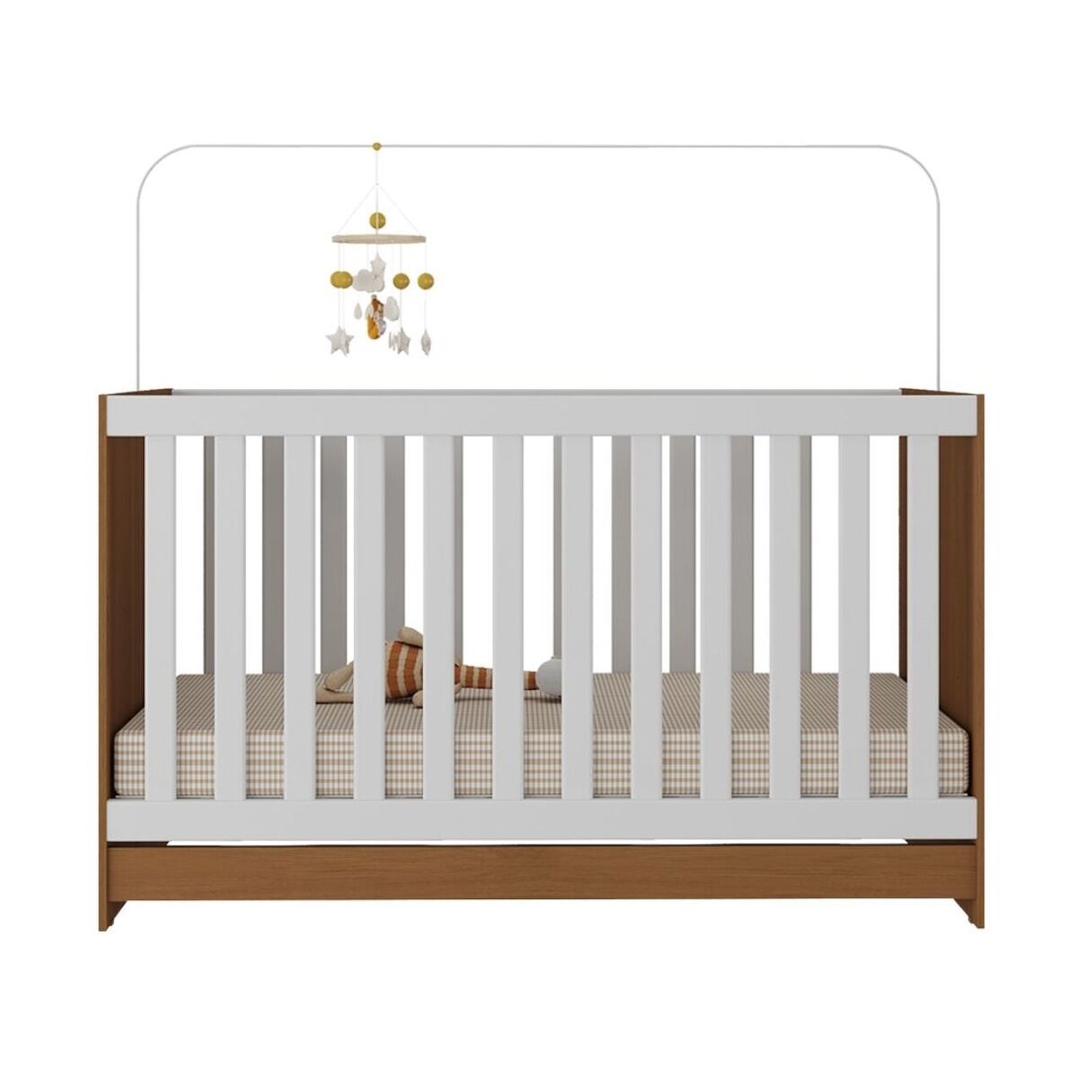 Encontraproduto.com.br - Berço 3 em 1 para Colchão 130 x 60cm Doce de Leite Multimóveis MP0527R Madeirado/Branco