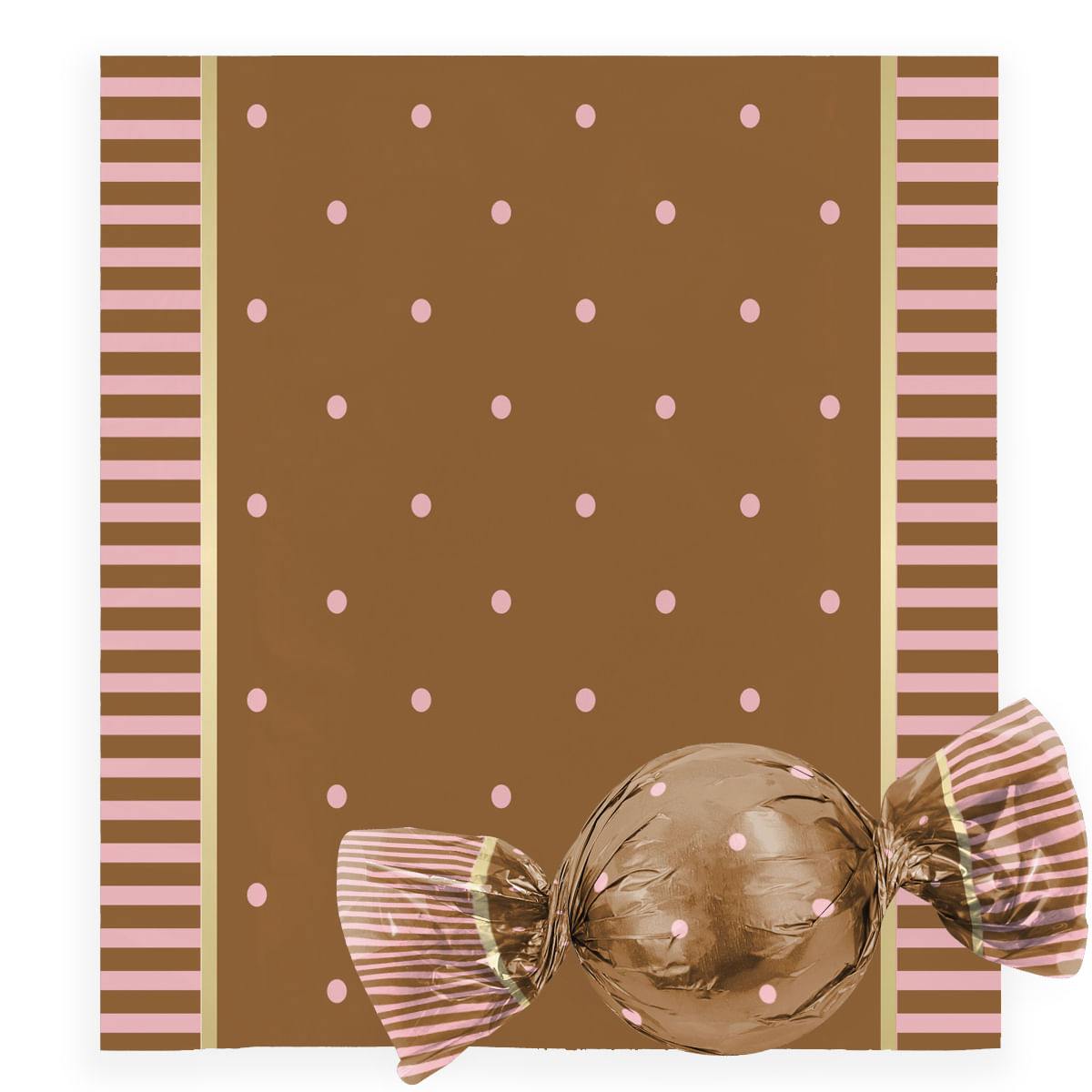 Embalagem Para Trufas e Bombons Poá Balle Marrom/Rosa 14,5X15,5cm 100 Unidades 12500220 CROMUS