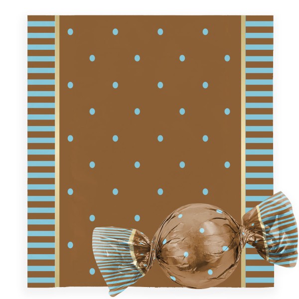 Encontraproduto.com.br - Embalagem Para Trufas e Bombons Trufa Poá Balle Marrom/Turquesa 14,5X15,5cm 100 Unidades 12500221 CROMUS