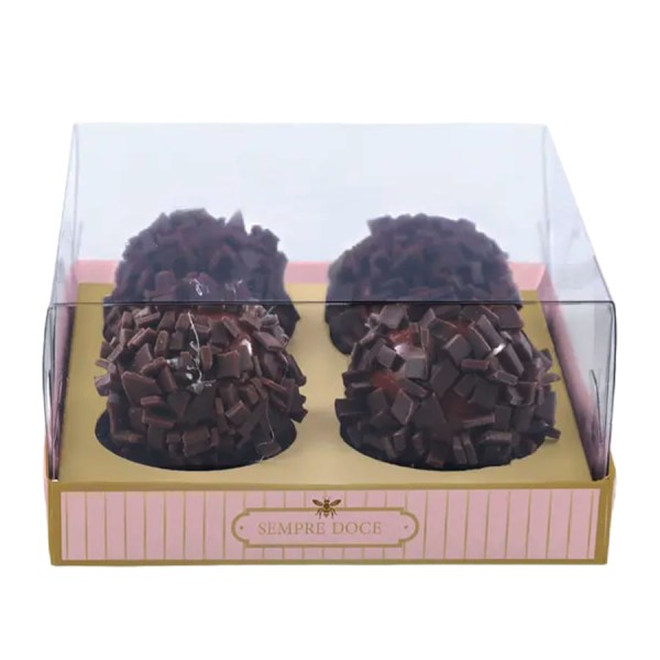 Caixa Para 4 Brigadeiros/Bombons Prestige Cristal Imperial Rosa 10 Unidades CROMUS