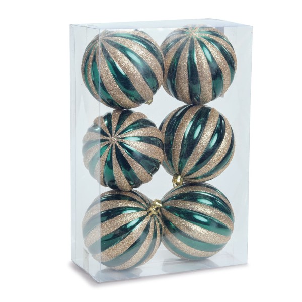 Encontraproduto.com.br - Bola De Natal Com Gomos Glitter E Perolado 8cm Jg 6 Un