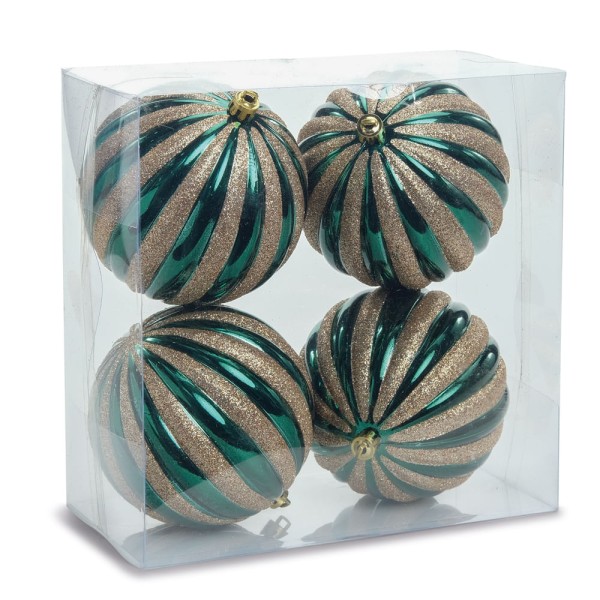 Encontraproduto.com.br - Bola De Natal Com Gomos Gliter E Perolado 10cm Jg 4 Un