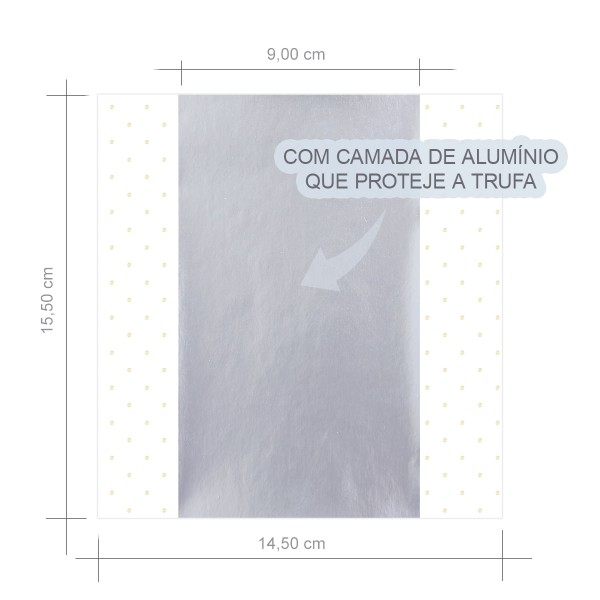 Encontraproduto.com.br - Embalagem Para Trufas e Bombons Petit Poá Branco/Ouro 14,5X15,5CM 100 Unidades 12500076 CROMUS