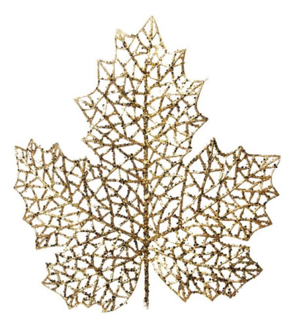 Encontraproduto.com.br - Pick Folha Natalino Ouro/glitter 1un 30x20x1cm 1711352
