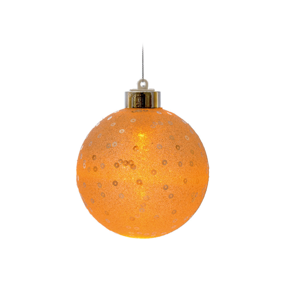 Jogo C/6 Peças Bolas Com Lantejoula Laranja 8cm 1241942