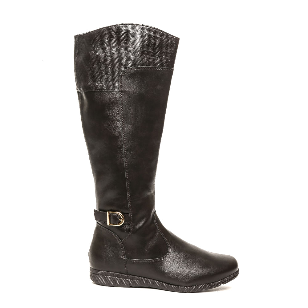 Bota Mooncity Flat Fivela Marrom