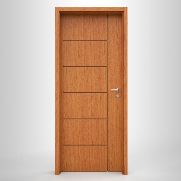 Folha de Porta Frisada Eucaplac Elegance Nogal Mel Núcleo Vazado