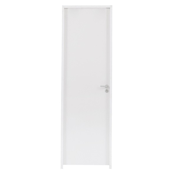 Porta de Madeira Com Batente Eucatex De Giro Colmeia Lisa Primer Branco Modelo Para Drywall 210X72x7,5cm Lado Esquerda