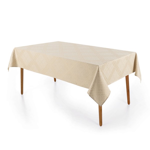 Encontraproduto.com.br - Toalha de Mesa Retangular 12 Lugares Jacquard Beamon Bege
