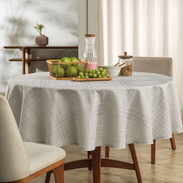Encontraproduto.com.br - Toalha de Mesa Retangular 12 Lugares Jacquard Beamon Bege