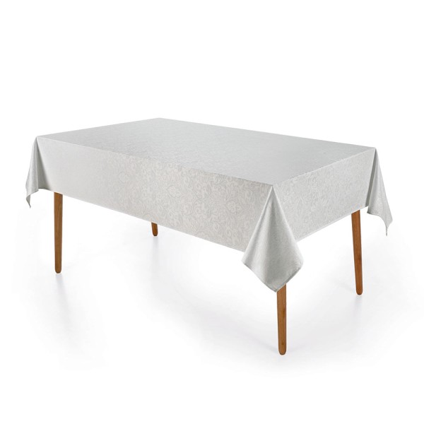 Encontraproduto.com.br - Toalha de Mesa Retangular 12 Lugares Jacquard Blanka Branco