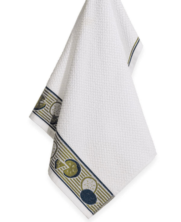 Encontraproduto.com.br - Pano de Prato Barra em Jacquard Kiwi Branco
