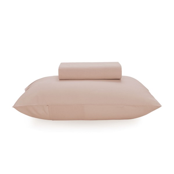 Encontraproduto.com.br - Lençol Solteiro com Elástico e Fronha Percal 100% Algodão Matiza Rosa Giz