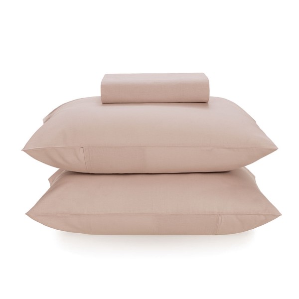 Encontraproduto.com.br - Lençol Casal com Elástico e Fronhas Percal 100% Algodão Matiza Rosa Giz
