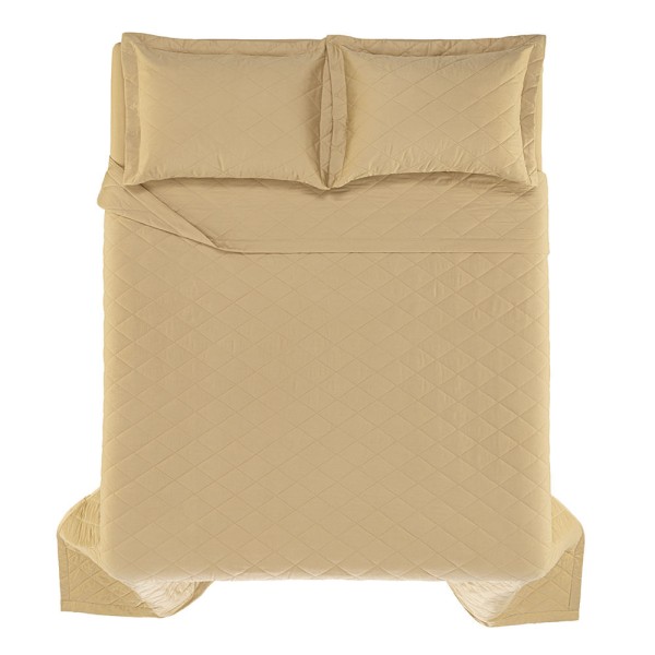 Encontraproduto.com.br - Colcha King com 2 Porta-travesseiros 300 Fios Bossa Dourado