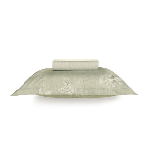 Encontraproduto.com.br - Lençol Solteiro com Elástico e Fronha 100% Algodão 200 Fios Mauren Verde