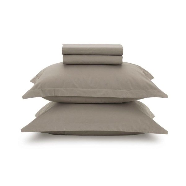 Encontraproduto.com.br - Jogo de Cama Queen Karsten 180 Fios Percal 100% Algodão Liss Taupe