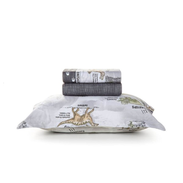 Encontraproduto.com.br - Jogo de Cama Solteiro Dinossauros 180 Fios com 3 Peças - Karsten