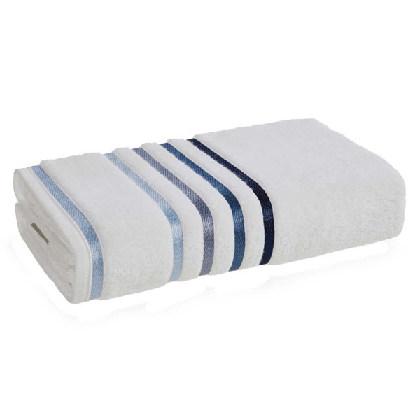 Encontraproduto.com.br - Toalha de Banho Karsten Fio Penteado Lumina Branco/ Azul