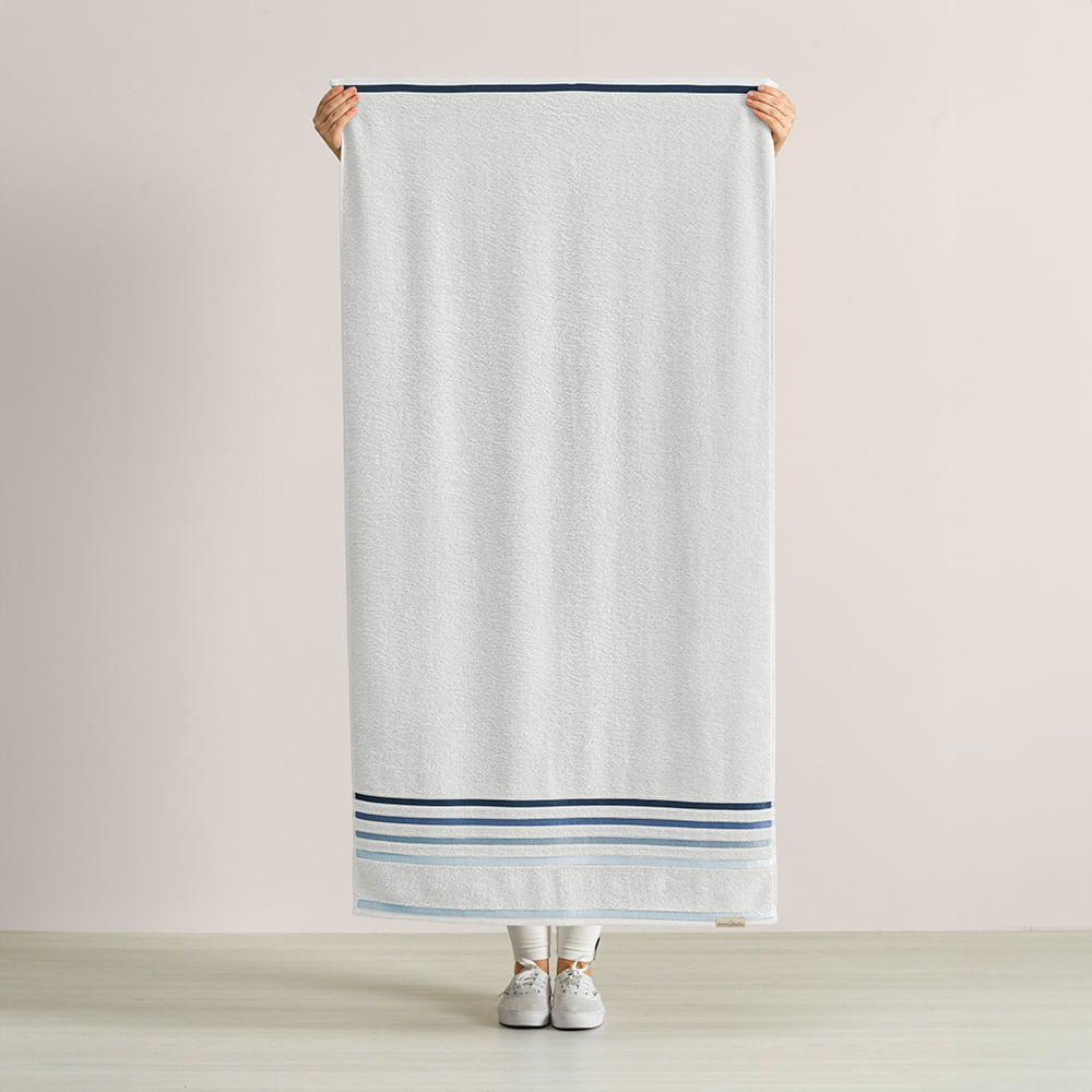 Encontraproduto.com.br - Toalha de Banho Karsten Fio Penteado Lumina Branco/ Azul