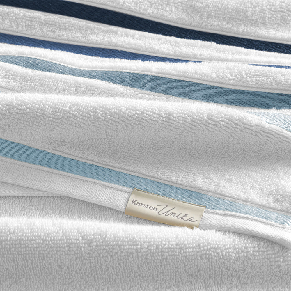 Encontraproduto.com.br - Toalha de Banho Karsten Fio Penteado Lumina Branco/ Azul