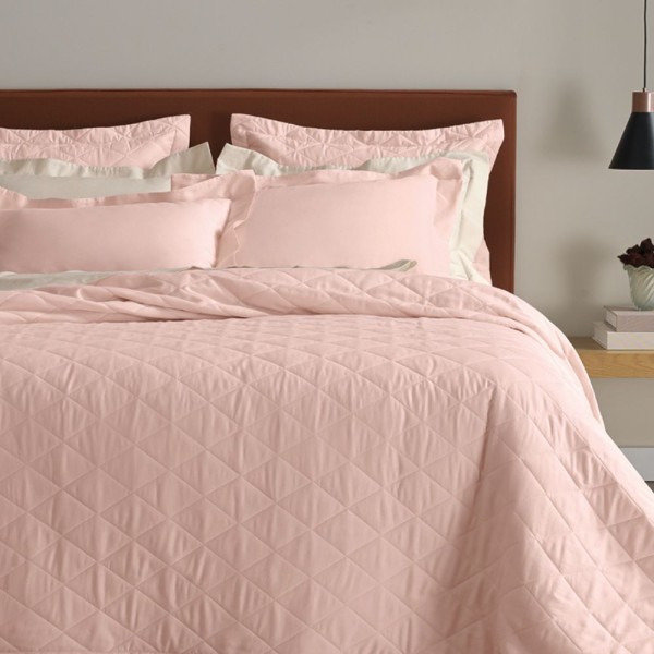 Encontraproduto.com.br - Cobre Leito King Karsten 270 Fios Cetim 100% Algodão Domos Rosa