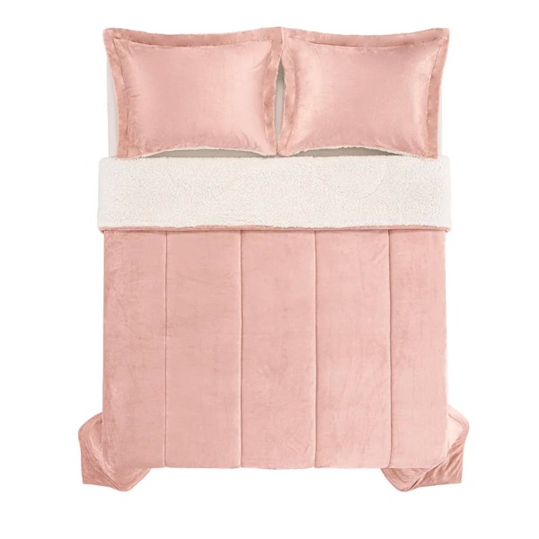 Encontraproduto.com.br - Edredom de Microfibra Queen Karsten com Porta Travesseiro Sonata Rosé Natural