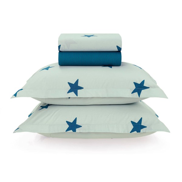 Encontraproduto.com.br - Jogo de Cama Casal Estrelado 180 Fios com 4 Peças - Karsten